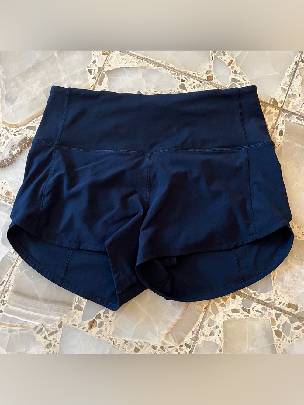Lululemon Navy Blue Running Shorts with Zip Pocket Size 4